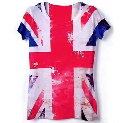 【 春夏季新款 英倫米字旗 彩色英國旗 雙面印花 短袖T恤 XL 】歐美時尚、合身版型。新品現貨特價出清。