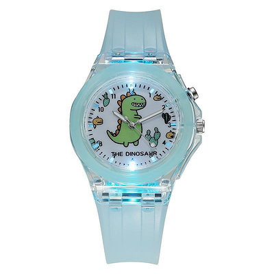 新款兒童手表卡通小恐龍夜光手表LED閃光男孩女孩發光表石英手表