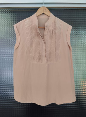 中國品牌 羽藝 100% Silk純蠶絲真絲粉膚色無袖襯衫背心上衣