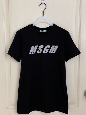 全新 MSGM 銀色 logo-print T-Shirt 黑色14A 現貨一件
