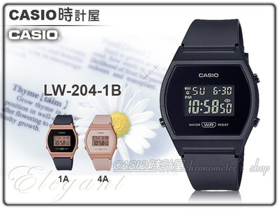 CASIO 時計屋 卡西歐 LW-204-1B 電子錶 橡膠錶帶 防水50米 LED背光 LW-204