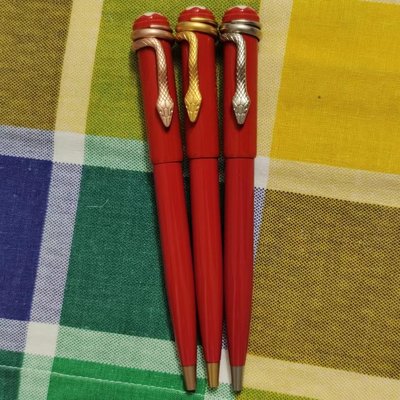 【筆墨精品】萬寶龍 紅色蛇筆 旋轉筆 傳承系列紅與黑Solitaire靈蛇 高級樹脂 原子筆 單筆無盒