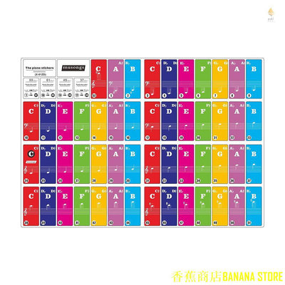 天極TJ百貨Yohi 可拆卸透明鋼琴鍵盤貼紙適用於 37/ 49/ 61/ 88 鍵兒童初學者鋼琴練習鍵盤