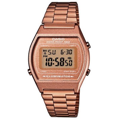 [時間達人]CASIO 大錶面簡約酒桶型數位錶B-640WC-5A-咖啡金/35mm保證原廠公司貨