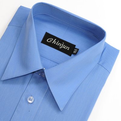 【CHINJUN大尺碼】抗皺襯衫-短袖、素色藍、編號：B-8004、大尺碼18.5，19.5，20.5吋