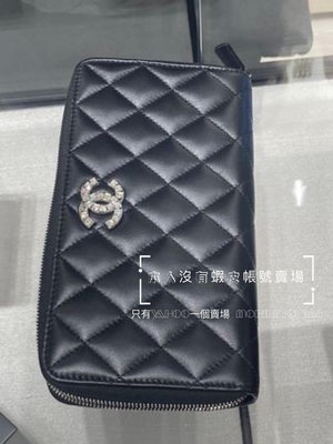 預購 全新正品 CHANEL AP3985 CF經典 全拉鏈式長夾 黑色小羊皮+大CC LOGO