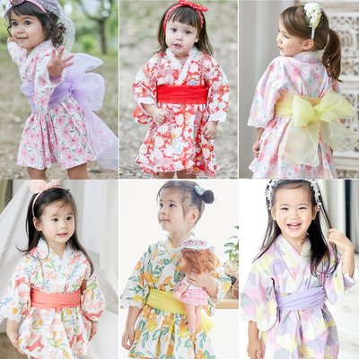 Augelute女童夏秋季日式和服中大童和服浴衣連衣裙日系洋裝60364~特價