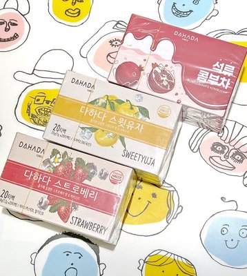 韓國 DAHADA 丹特 蜂蜜柚子茶/草莓茶/紅石榴康普茶 1盒*20入