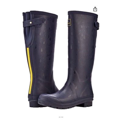 Miolla 英國品牌Joules 深藍/黑色 透明雨滴高筒雨鞋/雨靴