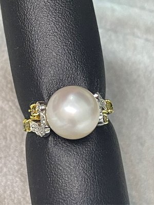 蘇菲亞品牌天然日本珍珠14K金鑽戒