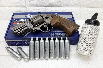 [01] UMAREX Smith &amp; Wesson M29 3吋 左輪 CO2槍 黑 + CO2小鋼瓶 + 奶瓶