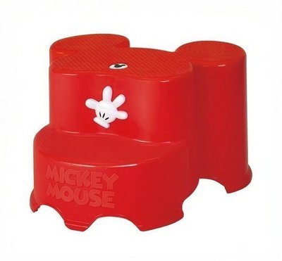 日本製 錦化成 迪士尼 階梯防滑椅 浴室墊腳椅 防滑 墊腳椅 洗澡椅-米奇紅