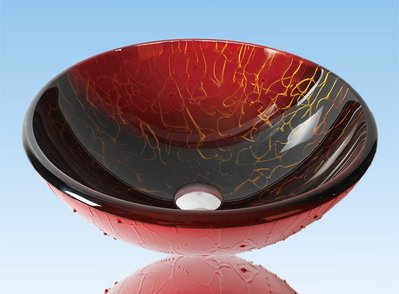 FUO衛浴:42公分 彩繪工藝 藝術強化玻璃碗公盆 (WY15062)預訂!