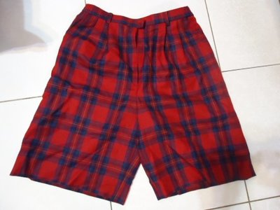 Kheperu mize 日本製100%羊毛紅色藍格紋5分褲 Size:L,少穿清倉大拍賣