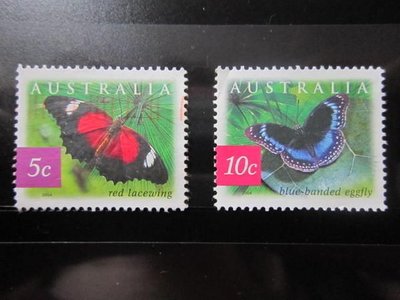 (F40)外國郵票 澳洲 澳大利亞郵票 蝴蝶常用小郵票2枚