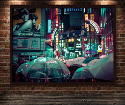 風景裝飾畫日本旅遊城市東京大阪夜景歷史名勝建築新宿(不含框)