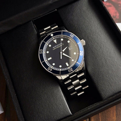 MOVADO Heritage Series 深藍色錶盤 銀色不鏽鋼錶帶 石英 男士手錶 3650094