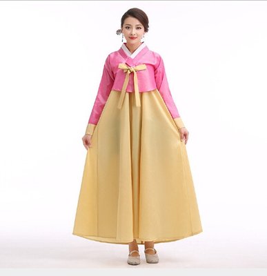 高雄艾蜜莉戲劇服裝表演服*韓服-傳統朝鲜韓服-粉衣黃裙款*購買價$800元/出租價$300元