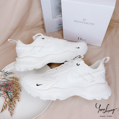 【Luxury】Nike TC 7900 米白 小白鞋 女鞋 全白 厚底增高 反光 乳白 老爹鞋 休閒鞋