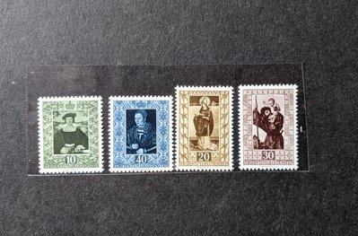 ﹝郵行﹞列支敦斯登1953年代「古典票-皇室典藏古畫」4全上品、較珍貴！