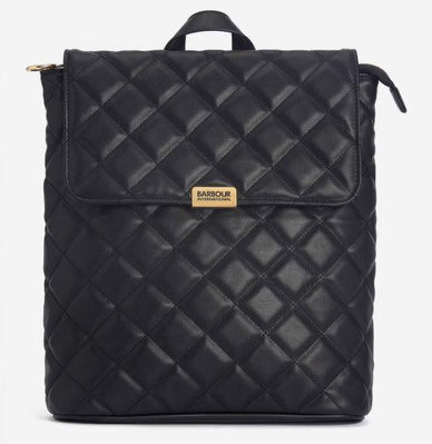 代購Barbour International Hoxton Diamond Quilted Faux Leather Backpack復古低調格紋學院風後背包