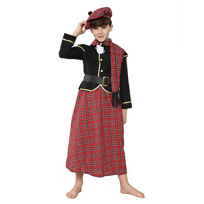 兒童少數民族服裝蘇格蘭男孩異域風情萬圣節派對舞臺演出表演服飾