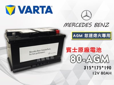 【茂勝電池】VARTA 華達 賓士原廠 80 AGM 支援起停系統 怠速熄火裝置 BENZ BMW PORSCHE 適用