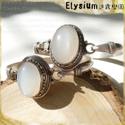Elysium‧迷霧樂園〈CMS023B〉尼泊爾‧單顆 米色月光石 925銀搭扣手鐲/手環