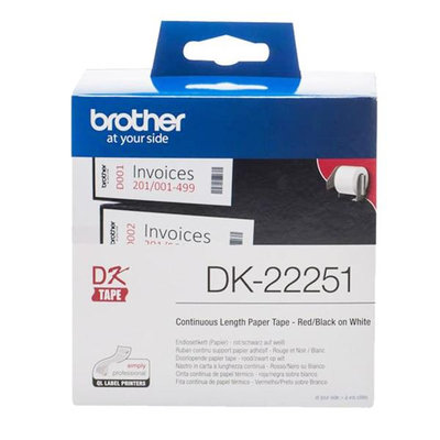 BROTHER 62mm DK-22251 耐用型紙質 白底紅黑雙色 原廠 連續 標籤帶