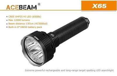 【LED Lifeway】ACEBEAM X65 ( 附贈品 ) 12000流明1300米強光遠射 手電筒