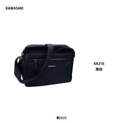 加賀皮件 KAWASAKI 輕量 防潑水 橫式 9.2吋 平板包 休閒包 斜背包 側背包 黑色 KA216