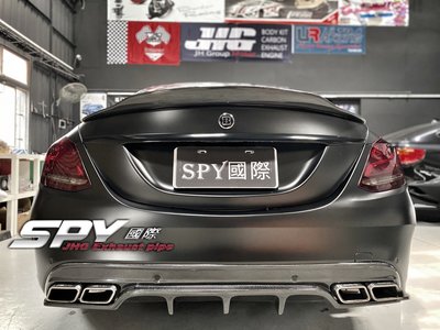 【SPY MOTOR】Benz W205 AMG 碳纖維後下巴 尾飾管