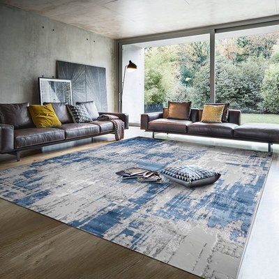 現貨熱銷-土耳其進口現代簡約輕奢客廳沙發藍色地毯意式極簡滿鋪家用茶幾毯