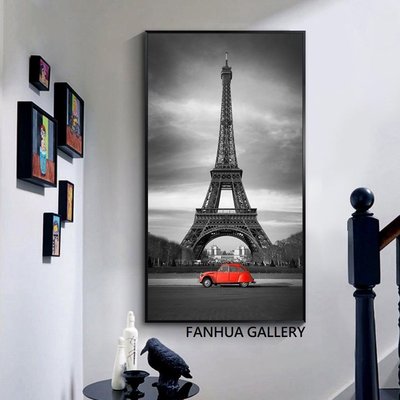 C - R - A - Z - Y - T - O - W - N　巴黎鐵塔城市裝飾畫 法國巴黎黑白攝影畫 城市風景掛畫
