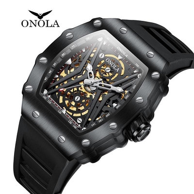 【】ONOLA3828新品時尚運動全自動機械化手錶 男士矽膠材質錶帶 日常生活商務活動外出休閒防水性能進口機芯多款式