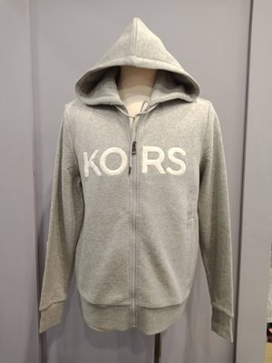 (雅峰精品)MICHAEL KORS MK Terry刺繡貼花拉鍊連帽外套，灰色XS~XL