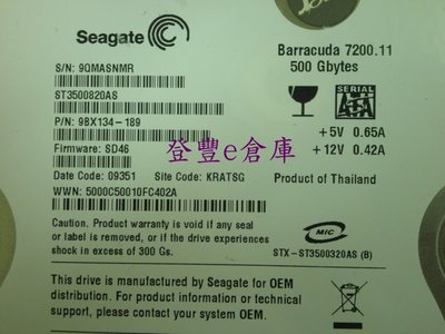 【登豐e倉庫】 YF430 Seagate ST3500820AS 500G SATA2 硬碟