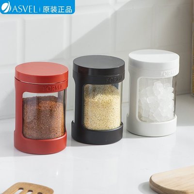 熱賣 調料瓶日本asvel調料罐玻璃調料瓶套裝 廚房家用密封調味瓶鹽罐子白糖罐