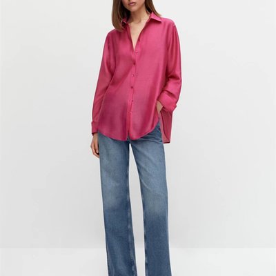 全新現貨 Massimo Dutti 西班牙 女裝 春夏新品桃紅色顯瘦版型女純色飄逸休閑時尚長袖襯衫
