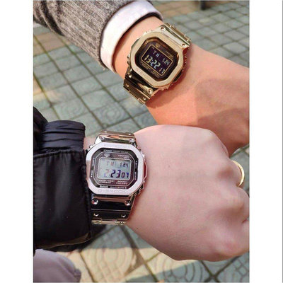 【限時特價】實拍 CASIO 卡西歐手錶 G-SHOCK GMW-B5000D-1A 鋼帶 金色 銀色 男士高品質手錶【毛毛屋】