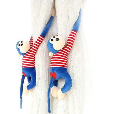 【熱賣下殺價】猴子窗簾扣綁帶創意可愛韓式魔術貼兒童房窗簾綁帶一對