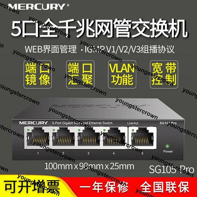 【現貨】超低價熱賣MERCURY水星SG105 Pro 5口全千兆網管WEB設置交換機端口監控/鏡像/匯聚VLAN隔離/
