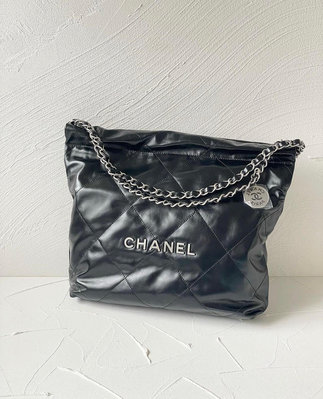 Chanel 22 BAG 垃圾袋 全新 現貨 垃圾袋包 小號 黑色 銀字 銀鏈 22bag AS3260 北市可面交 刷卡分期
