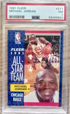 91-92 Fleer Michael Jordan All-Star PSA7 #9853 鑑定卡