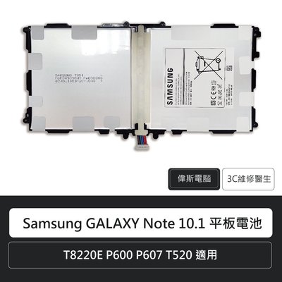 ☆偉斯電腦☆Samsung GALAXY Note 10.1 平板電池 T8220E P600 P607 T520 適用