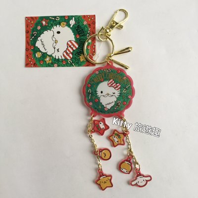[Kitty 旅遊趣] Hello Kitty 鑰匙圈 聖誕 凱蒂貓 鑰匙圈吊飾 壓克力吊飾 皮包吊飾 聖誕花圈