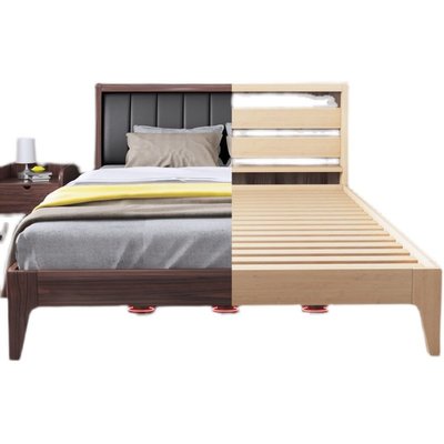 全實木床現代簡約胡桃木軟包1.8米雙人床主臥家具1.5米經濟小戶型