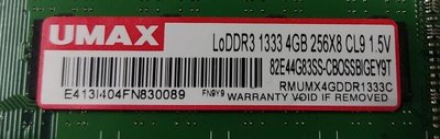 『冠丞』Umax DDR3 1333 4G 記憶體 RAM 桌上型 RAM-013