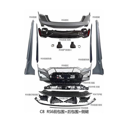 大包圍適用于奧迪A6改裝RS6包圍保險杠水箱罩2019年C8尾唇尾喉