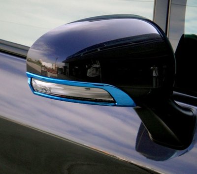 圓夢工廠 Toyota Wish 2009~2016 二代 改裝 鍍鉻藍 亮藍 後視鏡飾燈框 後照鏡框飾貼